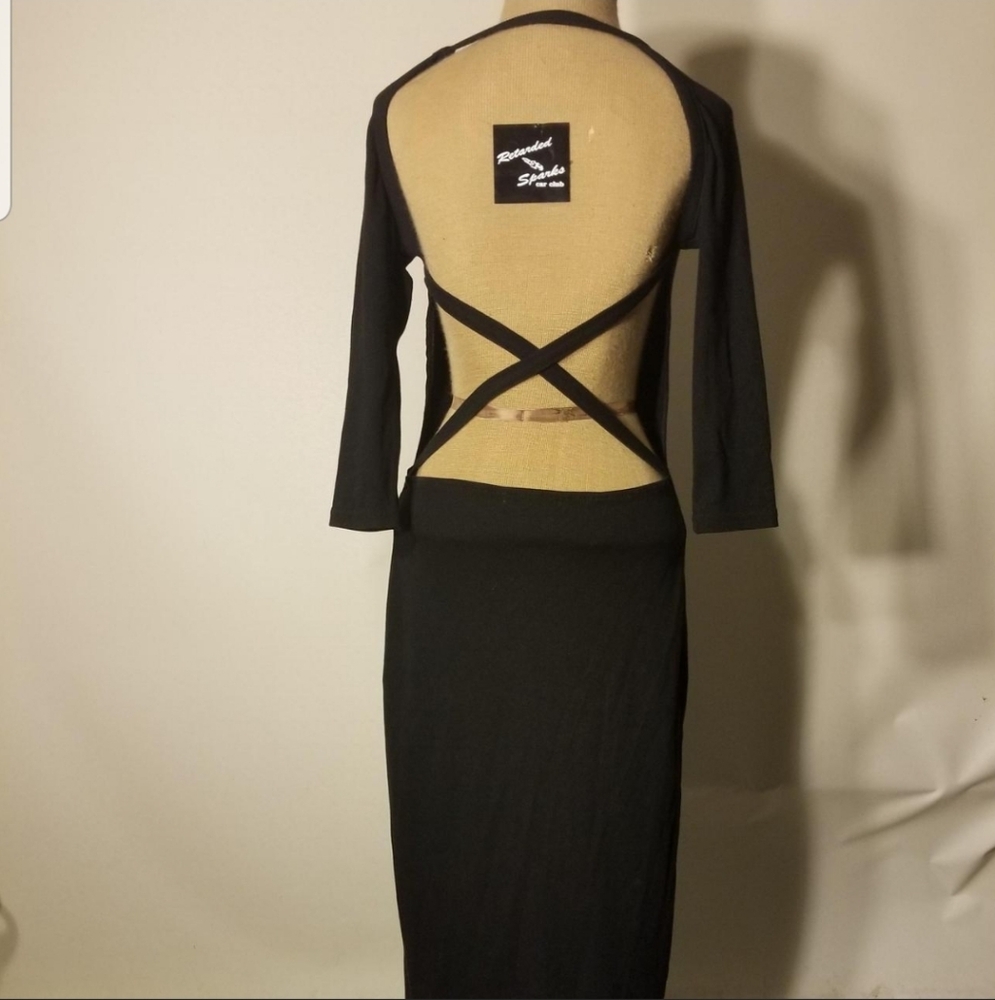 Say What? Brand Sexy Black Backless Maxi Dress Size Is Large.